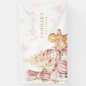Roze Winter Wonderland Baby Shower Welkom Spandoek (Verticaal)
