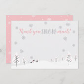 Roze Winter Wonderland - Dank u briefkaart (Voorkant / Achterkant)