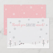 Roze Winter Wonderland - Dankkaart Bedankkaart (Voorkant / Achterkant)