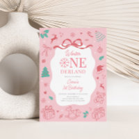 Roze Winter Wonderland Eerste Verjaardagsfeestje