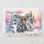  Roze Winter Wonderland Foto Kerstmis Feestdagenkaart (Voorkant)