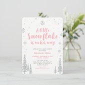 Roze Winter Wonderland, Girl Baby shower Kaart (Staand voorkant)