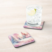 Roze Winter Wonderland Kerstmis Bier Onderzetter (Rechterzijde)