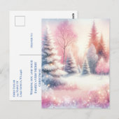 Roze Winter Wonderland Kerstmis Briefkaart (Voorkant / Achterkant)