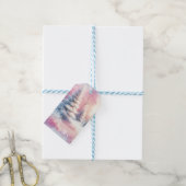 Roze Winter Wonderland Kerstmis Cadeaulabel (Met Touw)