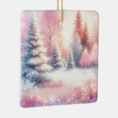 Roze Winter Wonderland Kerstmis gepersonaliseerd Keramisch Ornament (Rechts)