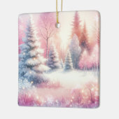 Roze Winter Wonderland Kerstmis gepersonaliseerd Keramisch Ornament (Links)