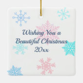 Roze Winter Wonderland Kerstmis gepersonaliseerd Keramisch Ornament (Achterkant)
