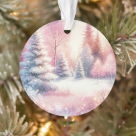 Roze Winter Wonderland Kerstmis gepersonaliseerd Ornament