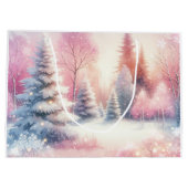 Roze Winter Wonderland Kerstmis Groot Cadeauzakje (Achterkant)