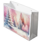 Roze Winter Wonderland Kerstmis Groot Cadeauzakje (Voorkant Gekanteld)