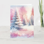  Roze Winter Wonderland Kerstmis Kaart (Voorkant)