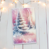 Roze Winter Wonderland Kerstmis Medium Cadeauzakje