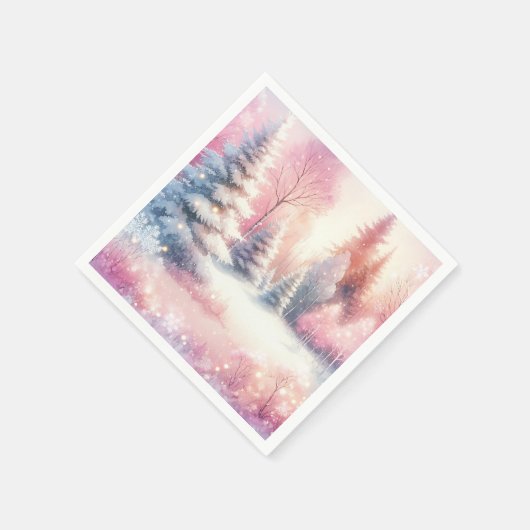 Roze Winter Wonderland Kerstmis Servet (Hoek)