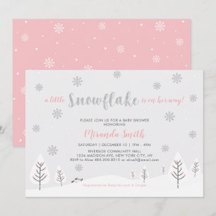 Roze Winter Wonderland, Meisje Baby Shower/Feestje Kaart