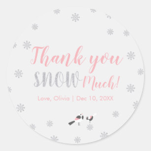 Roze Winter Wonderland, Meisje Baby Shower/Feestje Ronde Sticker