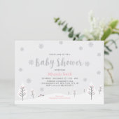 Roze Winter Wonderland, Meisje Baby shower Sprinkl Kaart (Staand voorkant)