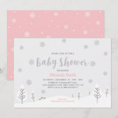 Roze Winter Wonderland, Meisje Baby shower Sprinkl Kaart (Voorkant / Achterkant)