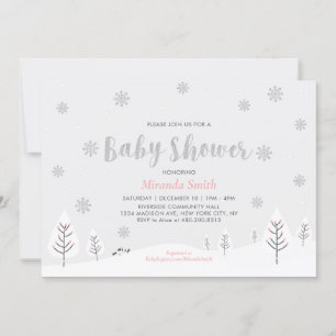 Roze Winter Wonderland, Meisje Baby shower Sprinkl Kaart