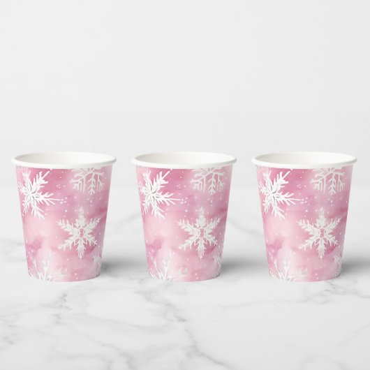 Roze Winter Wonderland Meisje Celebration Papieren Bekers (Multi)
