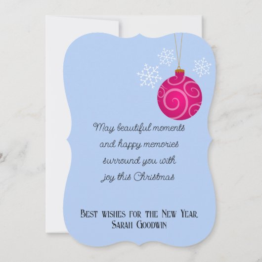 Roze Winter Wonderland Personaliseer Handtekening Feestdagenkaart (Achterkant)