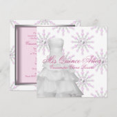 Roze Winter Wonderland Quinceanera Kaart (Voorkant / Achterkant)