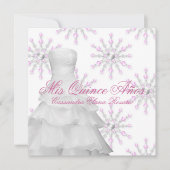 Roze Winter Wonderland Quinceanera Kaart (Voorkant)
