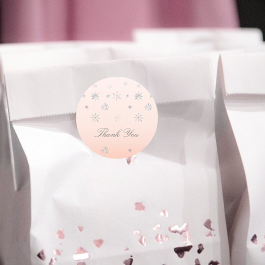 Roze Winter Wonderland Sneeuwvlok Baby Dank u Ronde Sticker