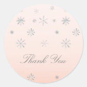 Roze Winter Wonderland Sneeuwvlok Baby Dank u Ronde Sticker (Voorkant)