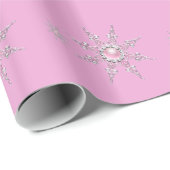 Roze Winter Wonderland Sneeuwvlokken Cadeaupapier (Rol Hoek)
