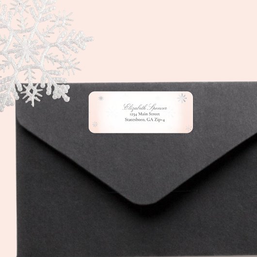 Roze Winter Wonderland Snowflake Return Address Etiket