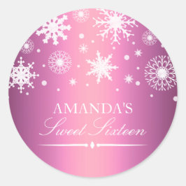 Roze Winter Wonderland Sweet 16 Sticker