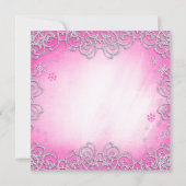 Roze Winter Wonderland Swirl Snowflake Quinceanera Kaart (Achterkant)