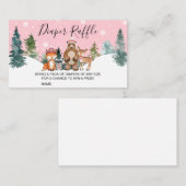 Roze Winter Woodland Baby shower Diaper Raffle Visitekaartje (Voorkant / Achterkant)
