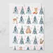 Roze Winter Woodland Baby shower Kaart (Achterkant)