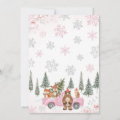 Roze Winter Woodland Baby shower Kaart (Achterkant)