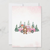Roze Winter Woodland Baby shower Kaart (Achterkant)