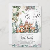 Roze Winter Woodland Baby shower Uitnodiging (Voorkant)
