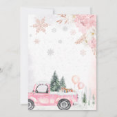 Roze Winter Woodland Truck Baby shower Kaart (Achterkant)
