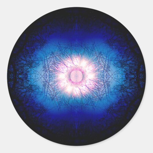 Roze Winter Zon Mandala Ronde Sticker (Voorkant)
