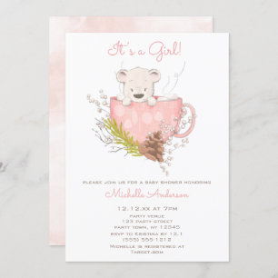 Roze winterBeer Baby shower Kaart