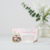 Roze Winterboboeken voor Baby shower van Baby Informatiekaartje (Staand voorkant)