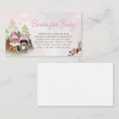 Roze Winterboboeken voor Baby shower van Baby Informatiekaartje (Voorkant / Achterkant)