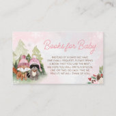 Roze Winterboboeken voor Baby shower van Baby Informatiekaartje (Voorkant)