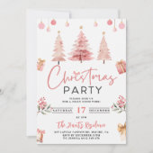 Roze Winterboom Kerstfeest Kaart (Voorkant)