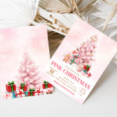 Roze Winterboom Kerstfeest Kaart