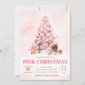 Roze Winterboom Kerstfeest Kaart (Voorkant)