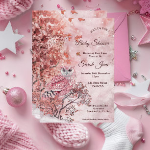 Roze winterbos modern Baby shower Kaart
