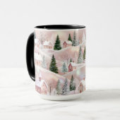 Roze Winterdorp Kerstmis Mok (Voorkant links)