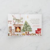 Roze Winterdorp Waterverf Cozy Kat Kerstmis Feestdagen Kaart (Binnen)